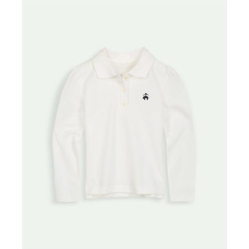 Brooksbrothers Girls Cotton Long Sleeve Pique Polo Shirt