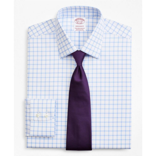 Brooksbrothers Stretch Madison Relaxed-Fit Dress Shirt, Non-Iron Twill Ainsley Collar Grid Check