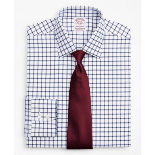 Brooksbrothers Stretch Madison Relaxed-Fit Dress Shirt, Non-Iron Twill Ainsley Collar Grid Check