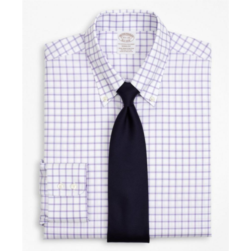 Brooksbrothers Stretch Soho Extra-Slim-Fit Dress Shirt, Non-Iron Twill Button-Down Collar Grid Check