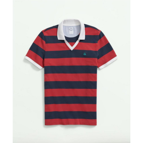 Brooksbrothers Johnny Collar Rugby Stripe Polo Shirt in Supima Cotton