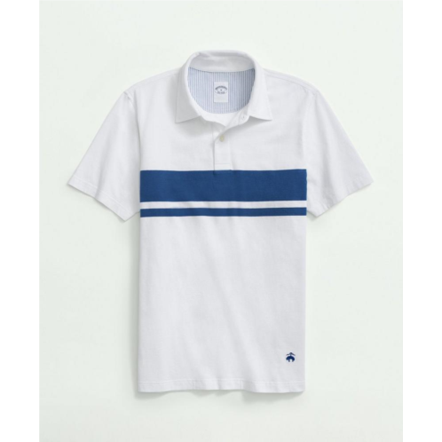 Brooksbrothers Chest Stripe Polo Shirt In Peached Cotton