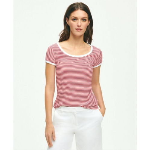 Brooksbrothers Ribbed Striped Short-Sleeve Top