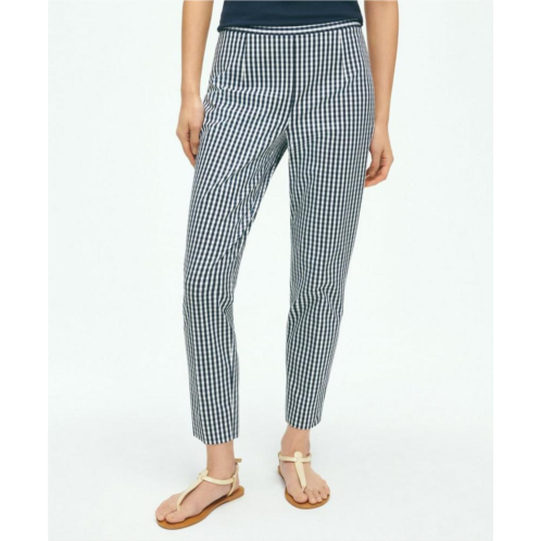 Brooksbrothers Gingham Side-Zip Pant In Bi-Stretch Cotton Twill