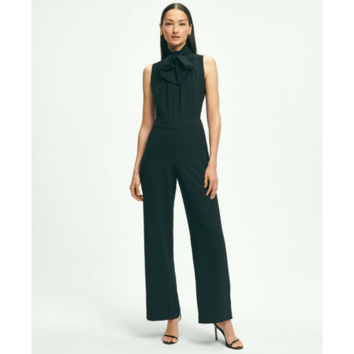 Brooksbrothers Fine Twill Crepe Bow-Neck Wide-Leg Jumpsuit