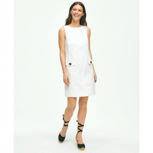 Brooksbrothers Crewneck Shift Dress In Basketwoven Cotton