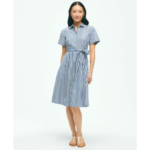 Brooksbrothers Striped Belted Shirt Dress In Cotton
