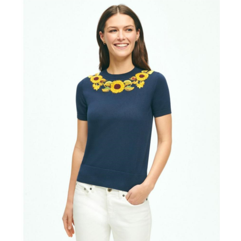 Brooksbrothers Sunflower Embroidered Shell In Supima Cotton
