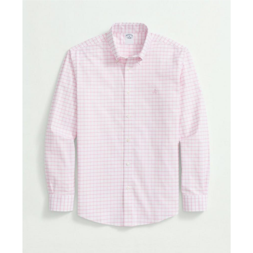 Brooksbrothers Big & Tall Stretch Cotton Non-Iron Oxford Polo Button Down Collar, Windowpane Shirt