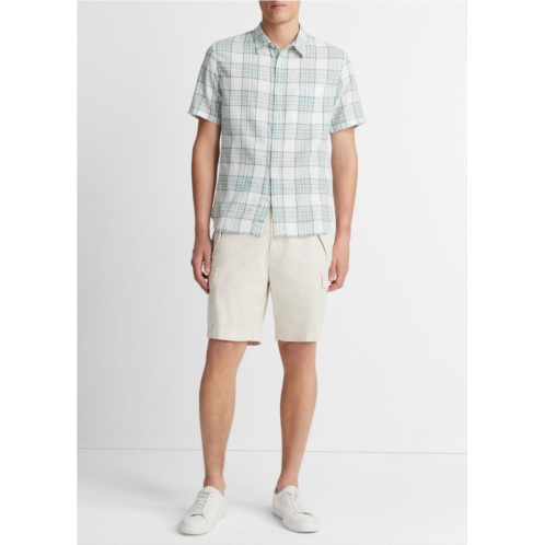 Vince Kino Plaid Linen-Cotton Short-Sleeve Shirt