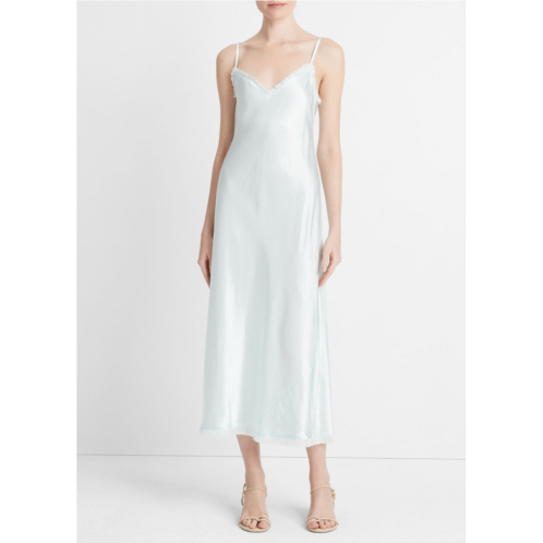 Vince Satin Frayed-Edge Bias Camisole Dress