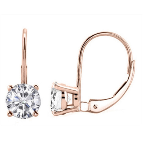 Maulijewels 0.40 Carat (I-J, I1-I2) Lever Back Dangle style Earrings For Women With Natural White Diamonds in 14k Rose Gold