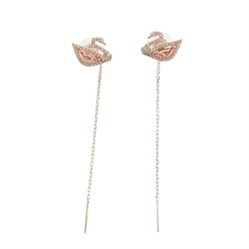 Swarovski Dazzling Swan Earring Rose Gold Plated Pink Gold