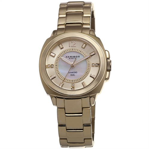 Akribos Xxiv Mother of Pearl Dial Gold-tone Ladies Watch