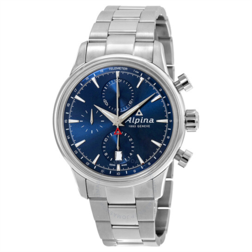 Alpina Chronograph Sunray Navy Dial Stainless Steel Mens Watch