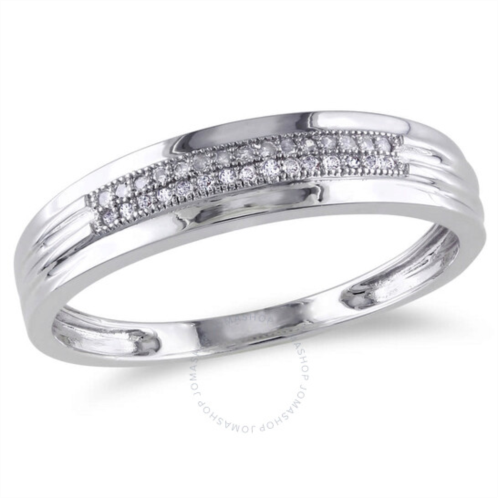Amour Mens 1/10 CT TW Diamond Wedding Band In 10K White Gold