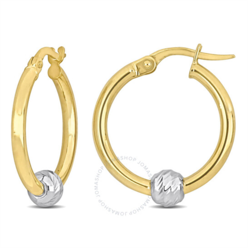 Amour 21mm Hoop Earrings with Ball In 2-Tone Yellow and White 14K Gold