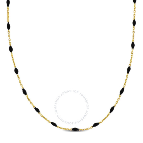Amour Black Enamel Station Necklace in 14K Yellow Gold