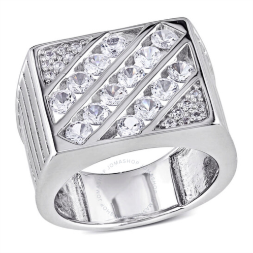 Amour Mens Created White Sapphire Square Ring In Sterling Silver