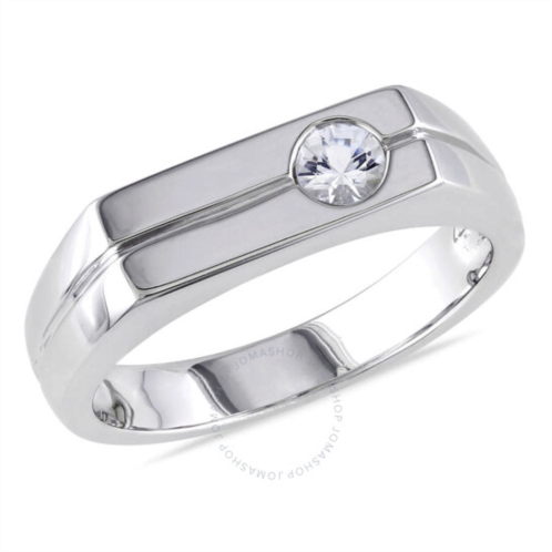 Amour Mens Bezel Set White Sapphire Ring In Sterling Silver