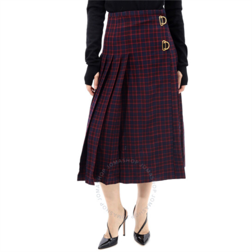 Burberry Arroux Check Print Pleated Wool Skirt, Brand Size 8 (US Size 6)