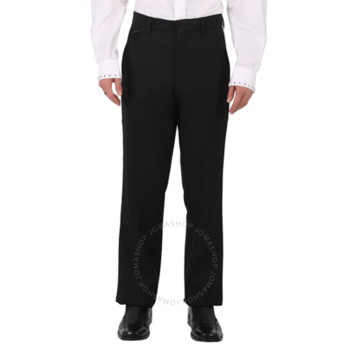 Burberry Black Wool Twill Stripe Detail Tailored Trousers, Brand Size 44 (Waist Size 29.5)