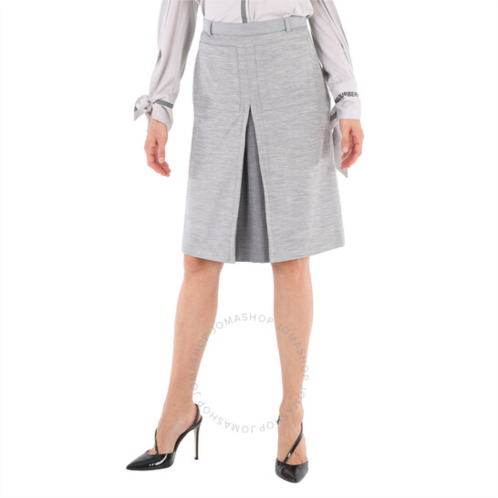 Burberry Cloud Grey Technical Wool Jersey Box-pleat Detail A-line Skirt, Brand Size 2 (US Size 0)