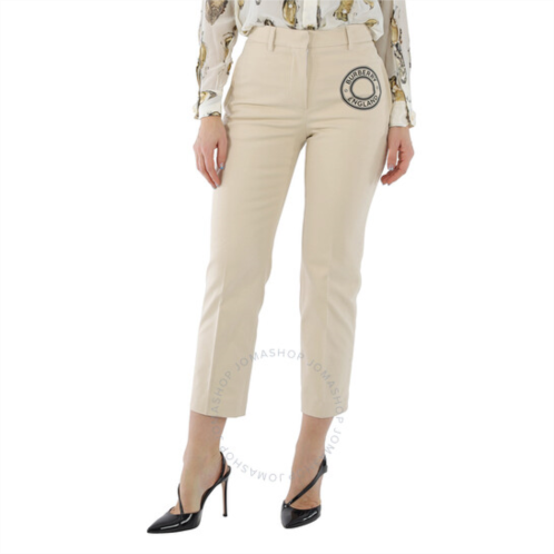 Burberry Cotton-stretch Logo Graphic Tailored Trousers, Brand Size 4 (US Size 2)