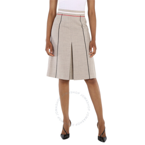 Burberry Ladies Ecru Box Pleat Detail Skirt, Brand Size 6 (US Size 4)