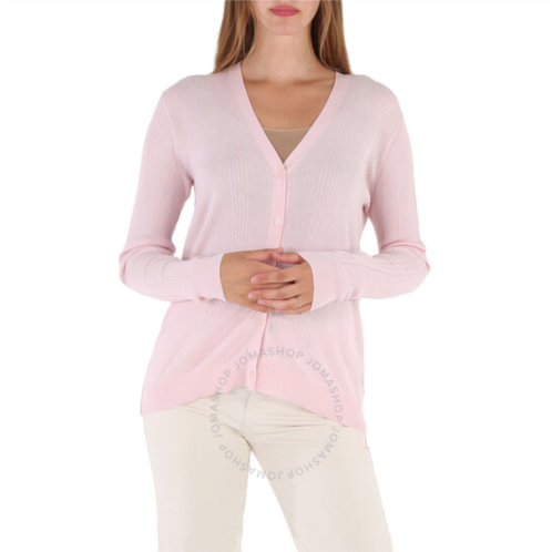 Burberry Ladies Light Pink Valerie Monogram Motif Cashmere Silk Cardigan, Size X-Small