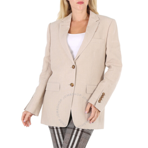 Burberry Ladies Loulou Oatmeal Single-Breasted Tailored Jacket, Brand Size 8 (US Size 6)