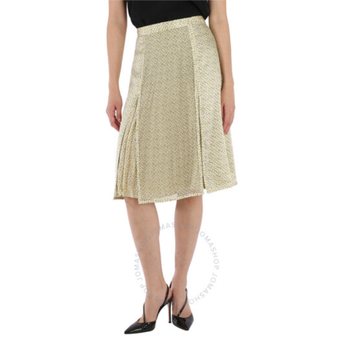 Burberry Ladies Monogram Print Silk Pleated Skirt, Brand Size 8 (US Size 6)