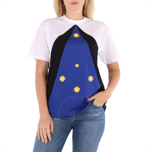 Burberry Ladies Oceanic Blue Colour-Block Star-Print T-Shirt, Size Large