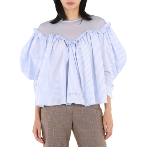 Burberry Ladies Pale Blue Stripe Velma Cotton Blouse, Brand Size 8 (US Size 6)