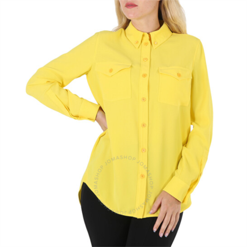 Burberry Ladies Pale Tulip Yellow Long-Sleeve Button-Down Classic Shirt, Brand Size 6 (US Size 4)