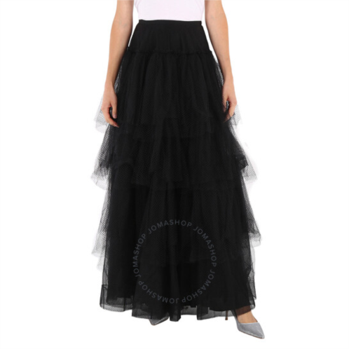 Burberry Ladies Skirts Runway Black Tulle Tiered Skirt, Brand Size 10