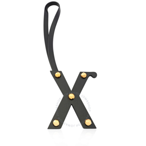 Burberry Letter X Stud Leather Charm in Black and Light Gold