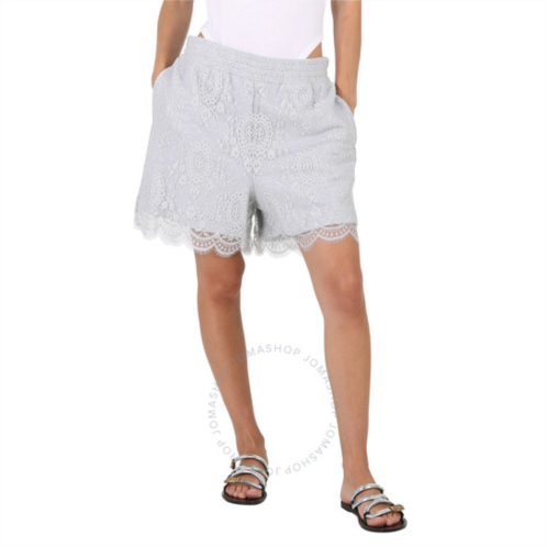 Burberry Light Pebble Grey Lace And Cotton Shorts, Size XX-Small