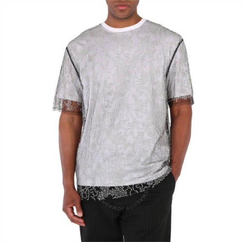 Burberry Mens Beaded Tulle And Cotton T-shirt, Size Medium