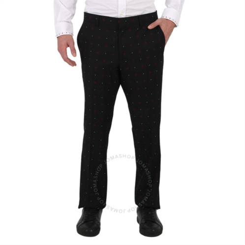 Burberry Mens Black Classic Fit Fil Coupe Wool Cotton Tailored Trousers, Brand Size 48 (Waist Size 32.7)