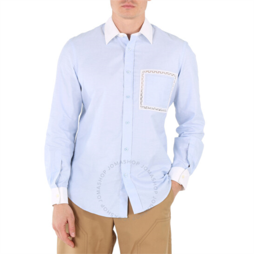 Burberry Pale Blue Cotton Lace Detail Classic Fit Oxford Shirt, Brand Size 37 (Neck Size 14.5)