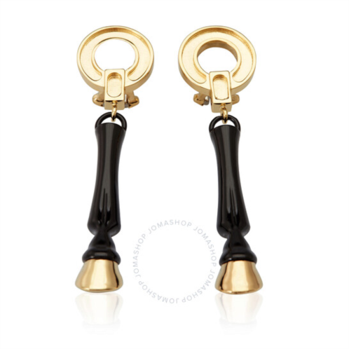 Burberry Resin And Gold-plated Hoof Drop Earrings In Black / Light Gold