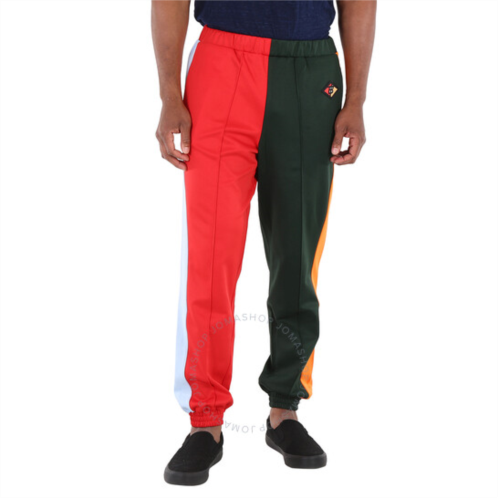 Burberry Runway Mens Green Bi-color Plain Cotton Logo Pants, Size X-Large