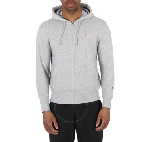 Champion Oxford Grey Logo Zip Hooded Sweatshirt, Size Medium