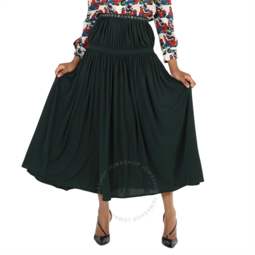 Chloe Ladies Eclipse Green Bohemian Jupon Fluid Pleated Midi Skirt, Brand Size 38 (US Size 6)