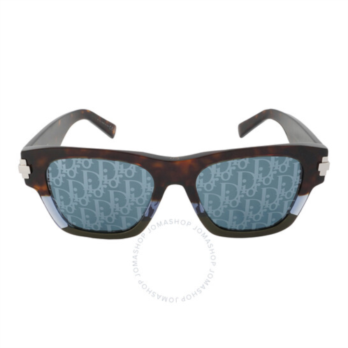 Dior Blue Mirror Logo Square Mens Sunglasses