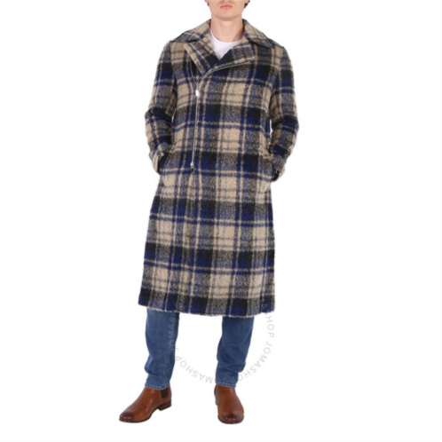 Emporio Armani Mens Check Wool Alpaca And Mohair Blend Plaid Coat, Brand Size 50