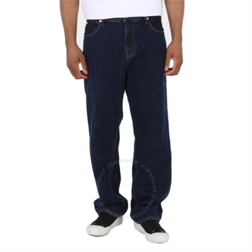 Emporio Armani Mens Dark Blue Hemp-Blend J73 Loose-Fit Denim Jeans, Waist Size 34