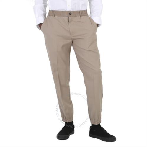 Emporio Armani Mens Khaki Elasticated-Waistband Tapered Trousers, Brand Size 50 (Waist Size 34)
