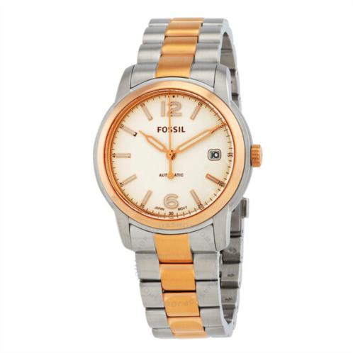 Fossil Heritage Automatic Silver Dial Two-Tone Unisex Watch